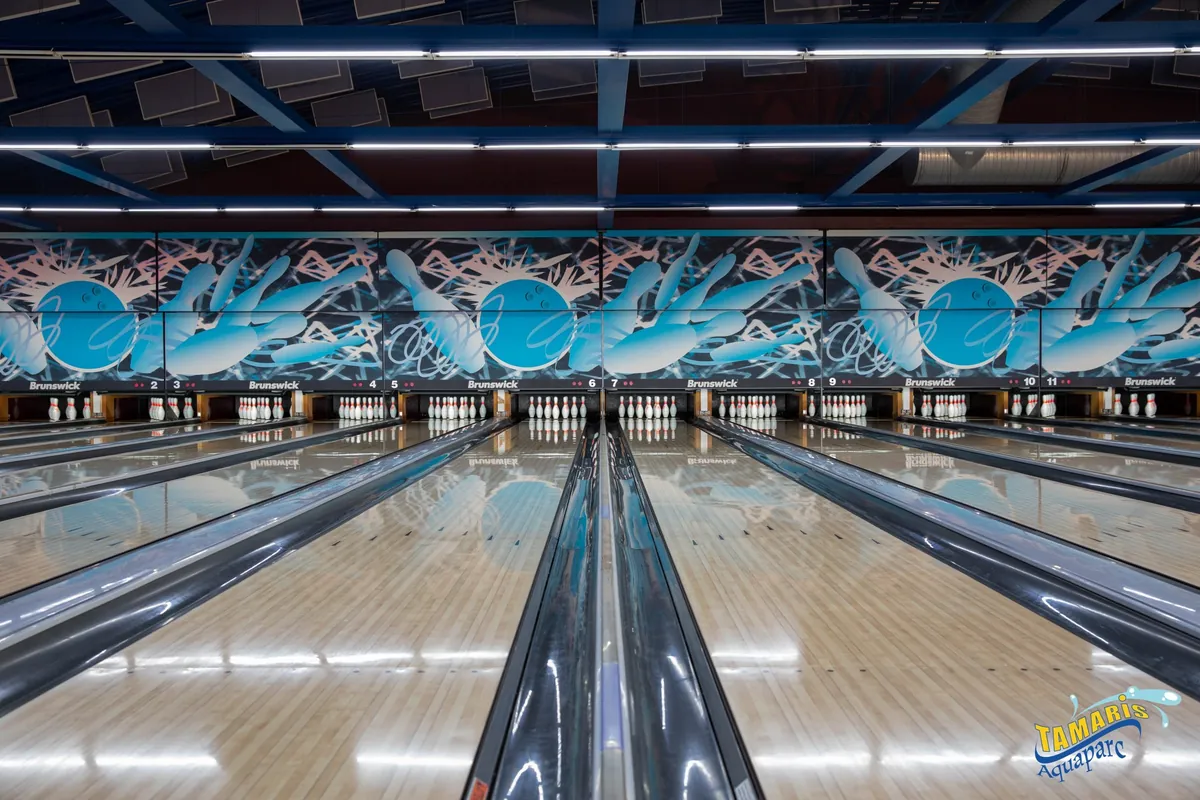 The 12 Brunswick lanes at Tamaris Bowling in Casablanca, seen from the approach area