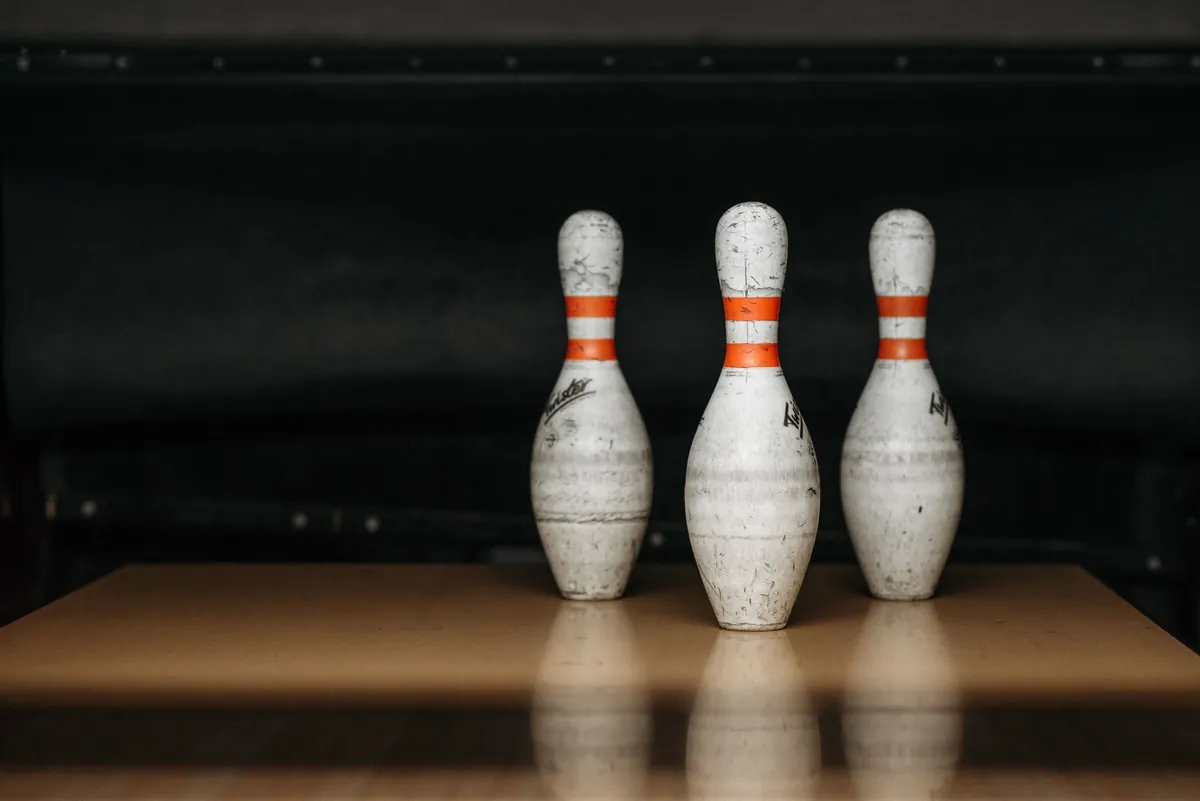 Three pins left standing at the end of the lane, a typical spare to convert