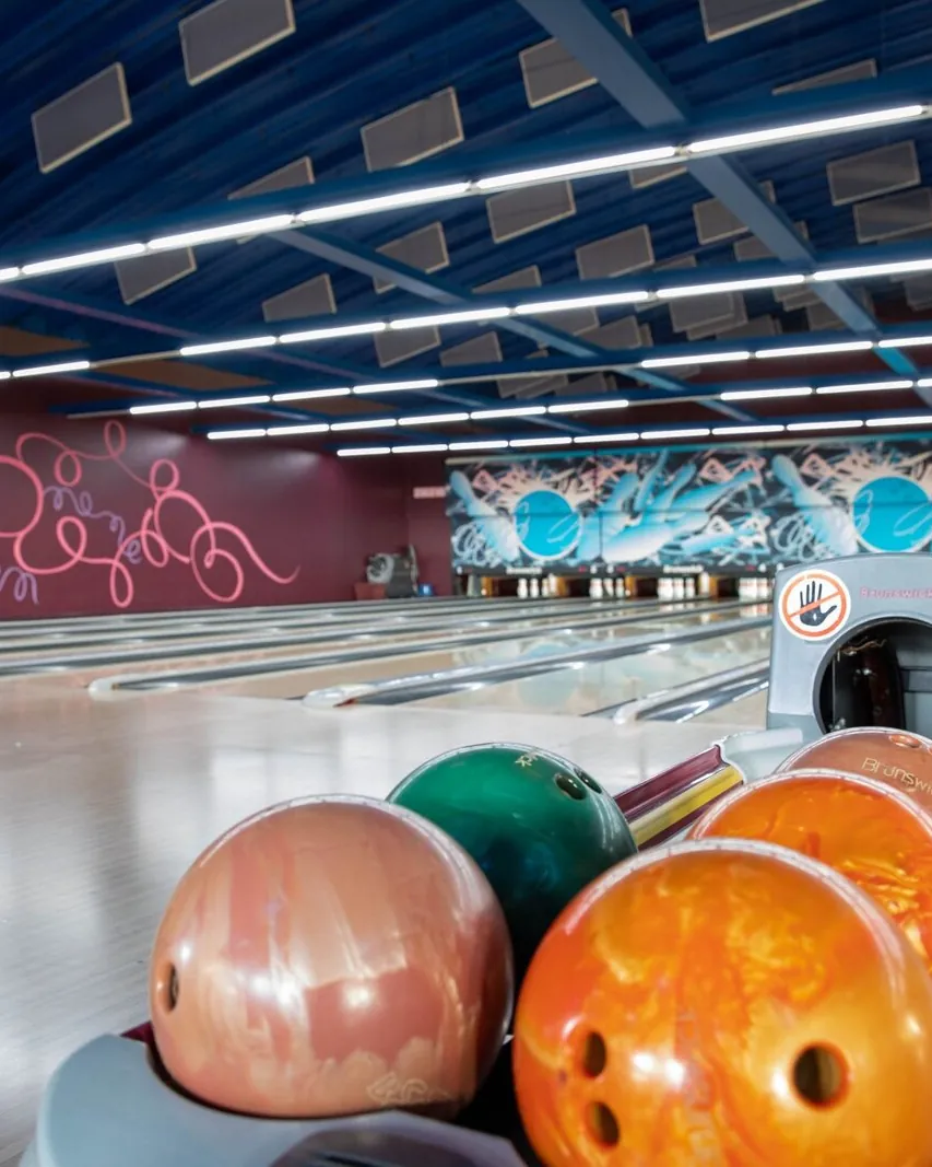 Illuminated bowling lanes in Morocco